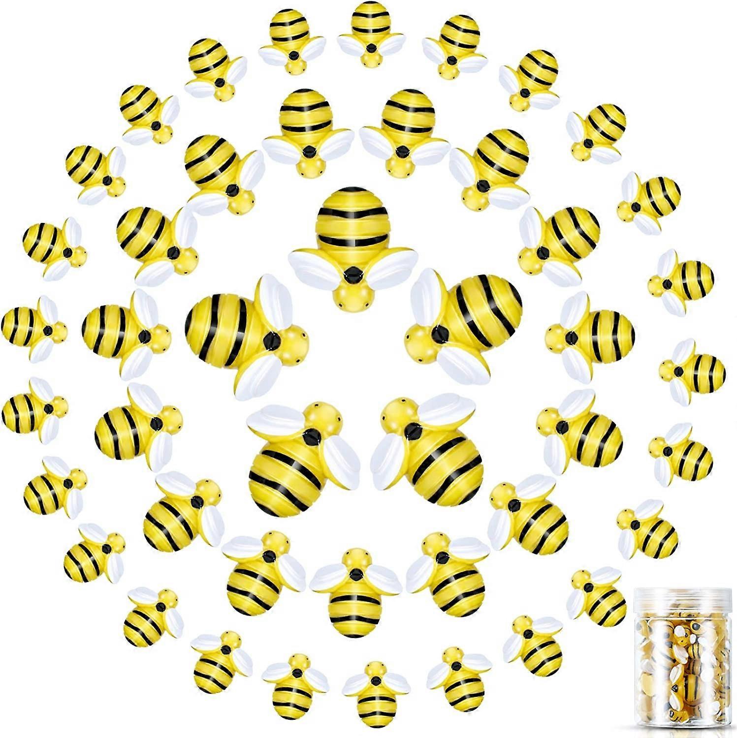 Tiny Resin Bees Decor Bee Flatback Craft Utsmyckning med låda 45 st