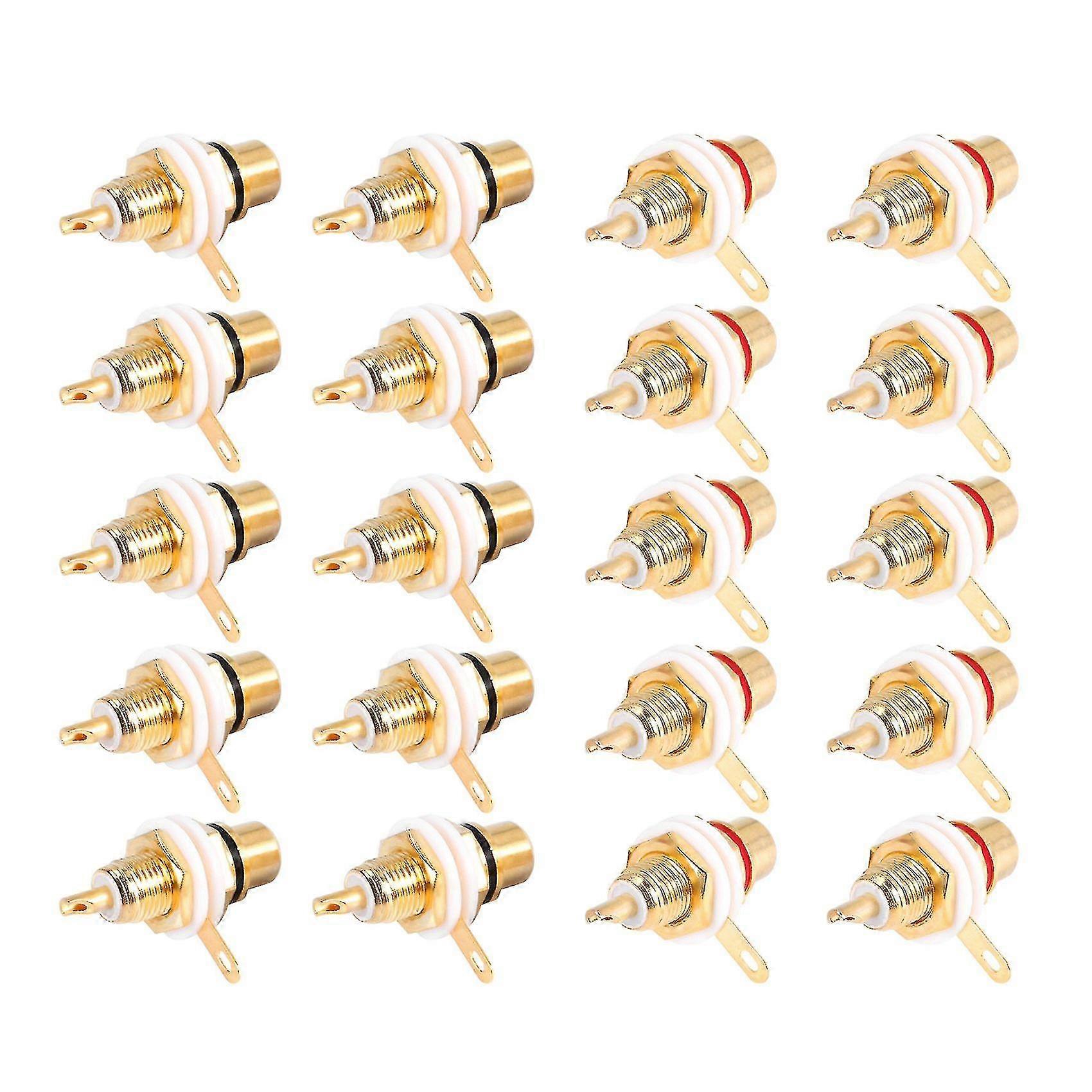 20pcs Gold Plated Rca Terminal Plug Female Socket Chassis Panel ...