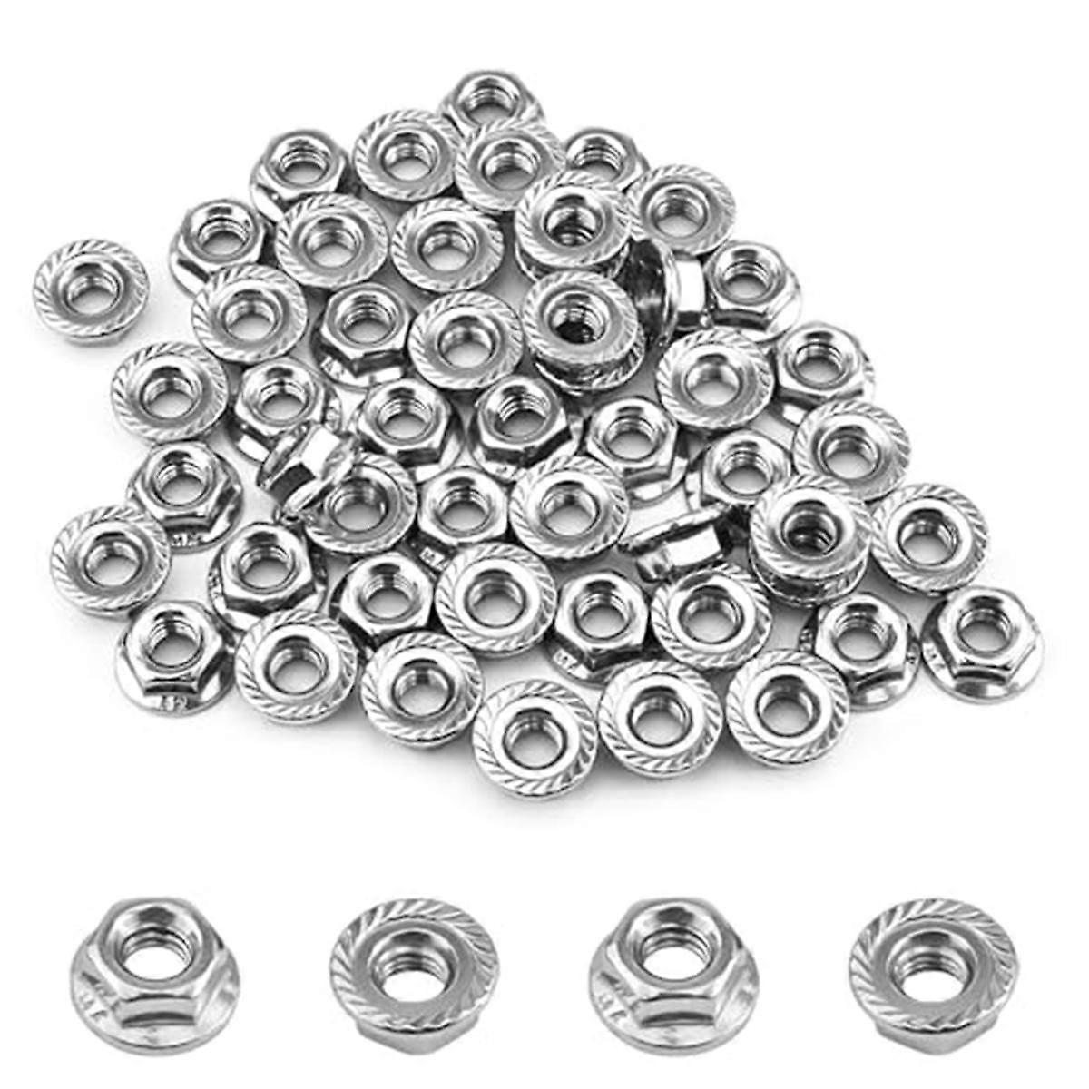 55er-Pack M6 gezackte Flansch-Sechskantmuttern, M6-1mm Sechskant-Flanschmuttern, Kontermuttern Ersatzmutter für DIY-Heimmechanik