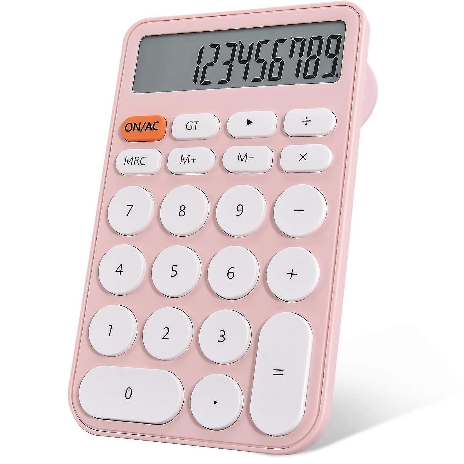 Desktop Calculator for Students,12-Digit LCD Display Basic Desk Pocket Calculators for School Office Home,pink