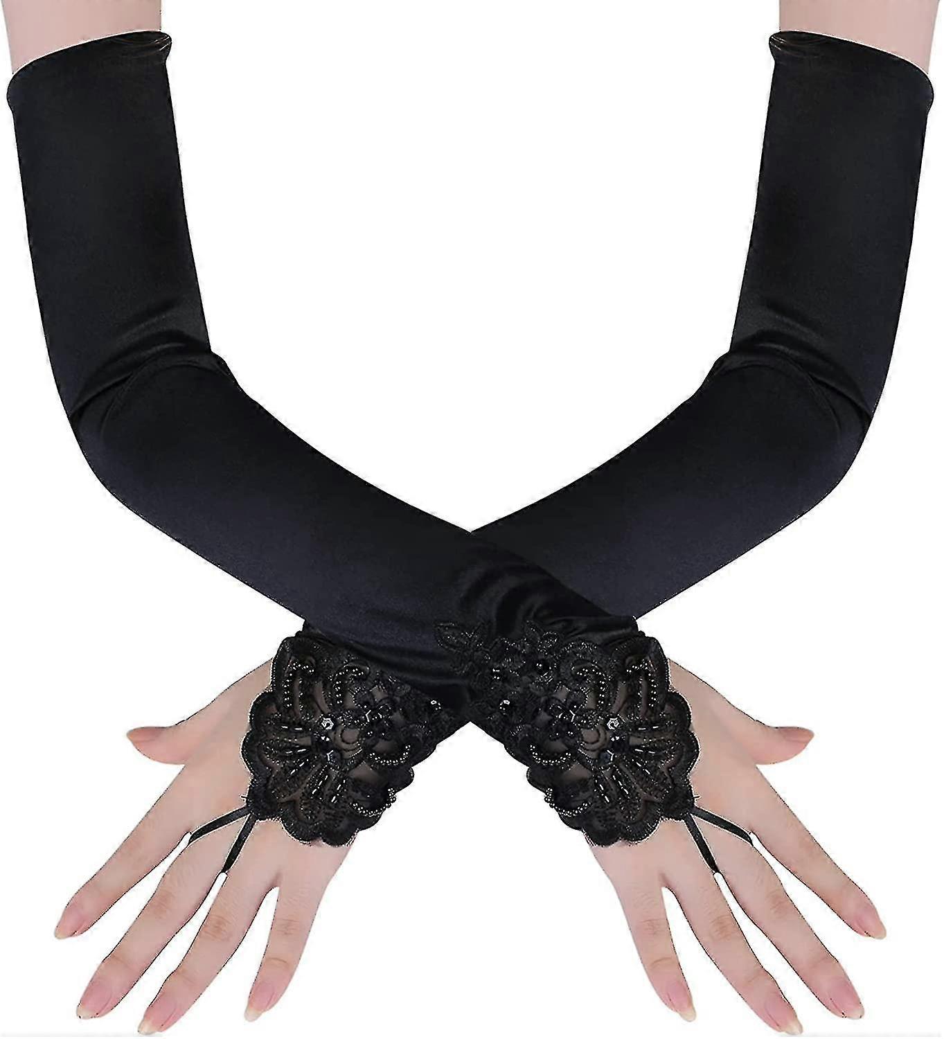 حفلة أوبرا طويلة 20S قفازات الساتان تمتد الكبار حجم طول الكوع