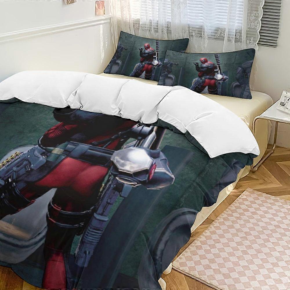 c425 Deadpool Sängkläder Täcken, 3-delat sängkläder Set Mjukt varmt sängset med 1 påslakan och 2 örngott för sovrum hela säsongen hno425