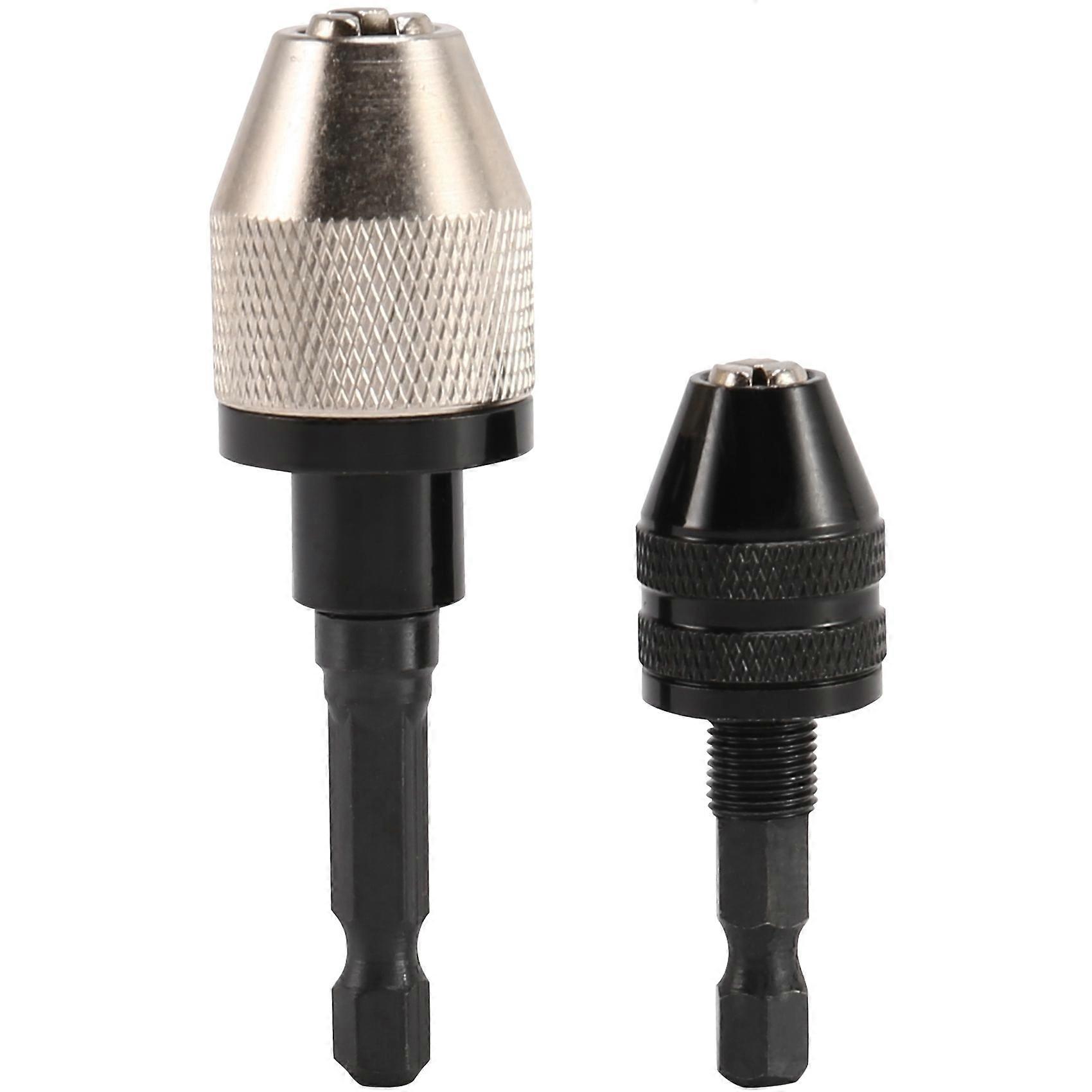 2 Pieces Keyless Drill Chuck 1/4 Inch Hex Keyless Drill Chuck Fast Change Adapter in 0.3-6.5 mm, 0.