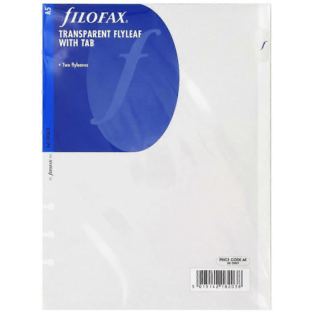 Filofax A5 Transparent Flyleaf with Tab 2-Pieces Premium Quality Flyleaf