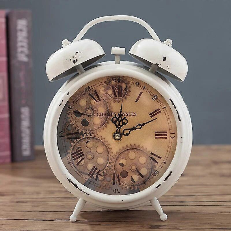European Retro Gear Mechanical Desk Clock Do Old Metal Clock Ornament Large Creative Pendulum Clock clock vintage
