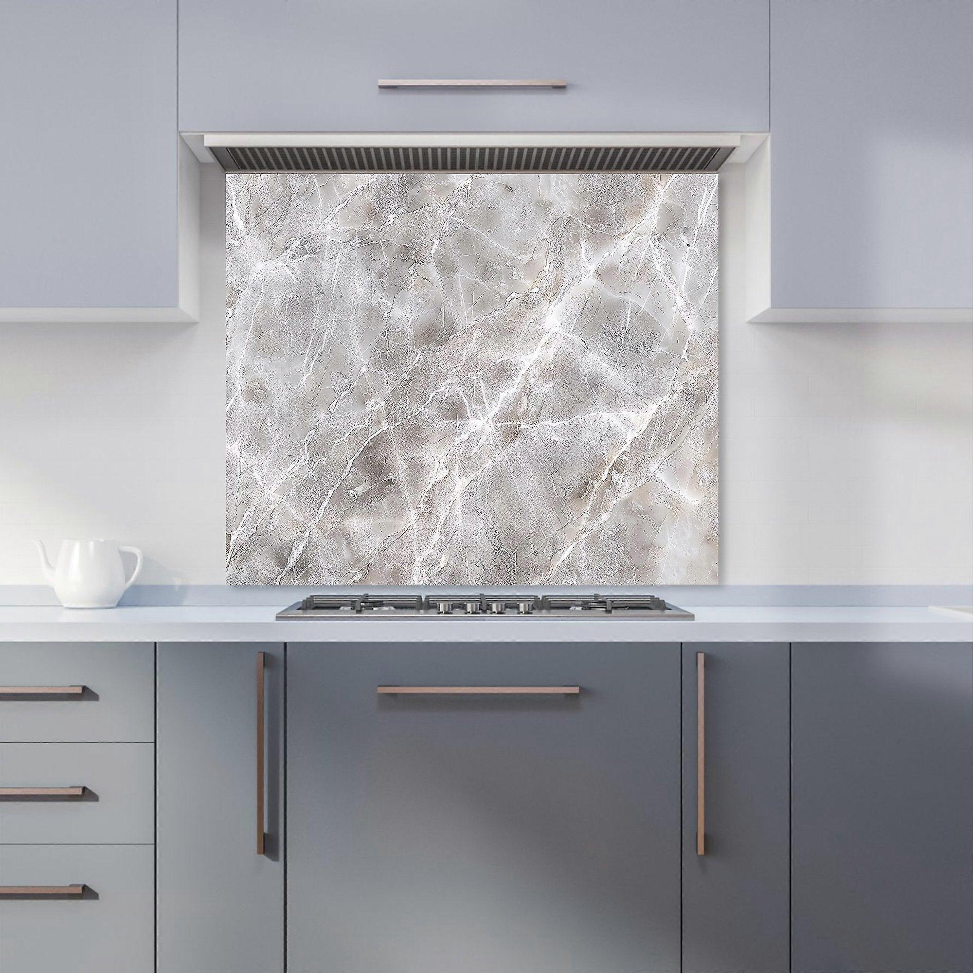Polished Grey Marble Effect Kitchen Splashback