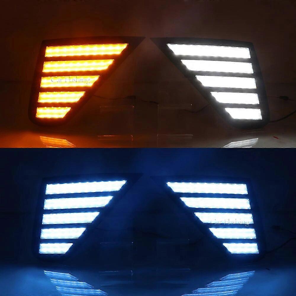 2PCS Car LED DRL Daylight Fog lamp with Dynamic Yellow turn signal For For MG MG5 2022 Daytime Running Lights