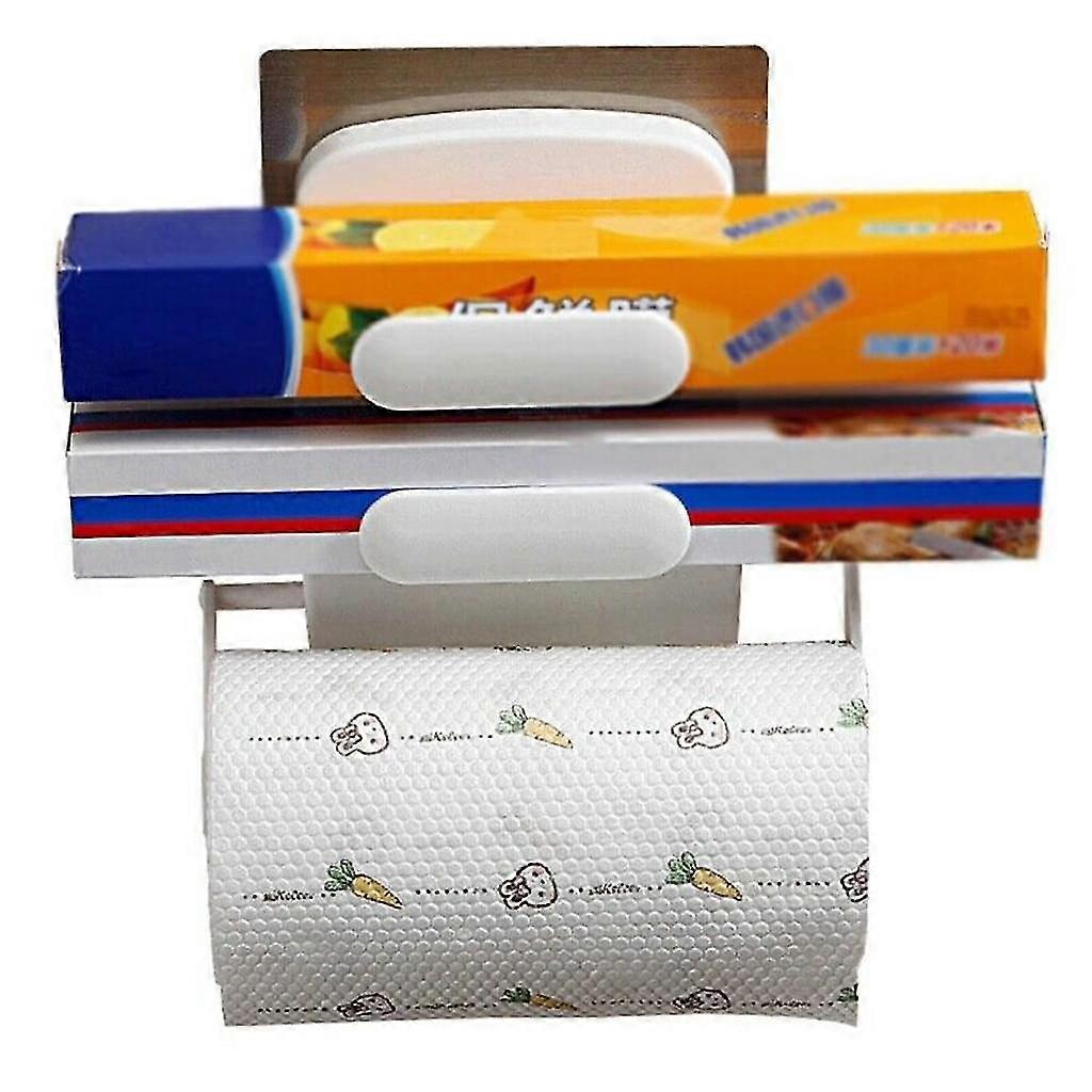 Kitchen Roll Dispenser Cling Film Paper Towel Holder Wall Mount 3 In 1