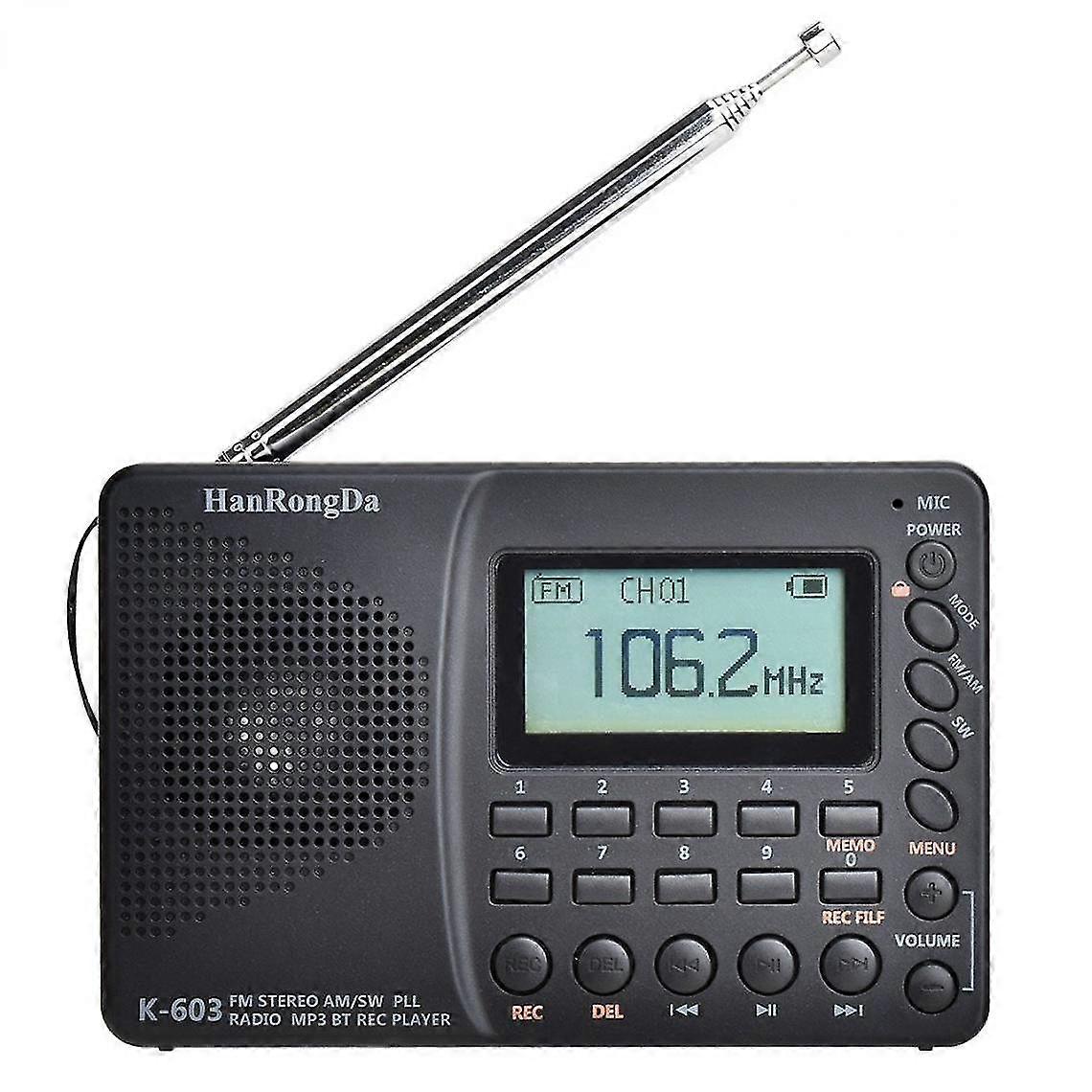 Profesyonel Taşınabilir Radyo Mini Hrd 603 / fm / sw / bt / tf Cep Radyo Usb Mp3 Dijital Vcr Bluetooth İyi Ses Alıcısı