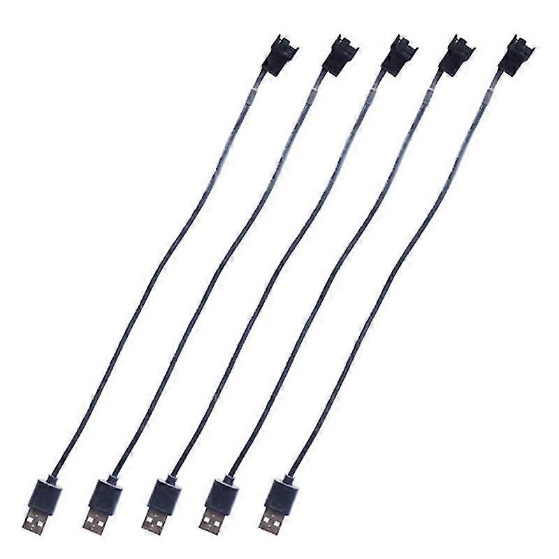 5pcs Usb To Computer Cpu Fan Cable Usb To 4 Pin Fan Adapter Cables 5v 50cm Computer Fan Power Cable