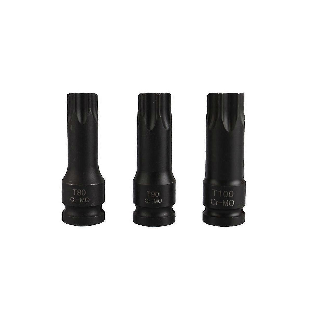 3 Pieces Of 1/2 T80 T90 T100 Hexagonal Torx Socket Tool Set Pneumatic Wrench Fittings