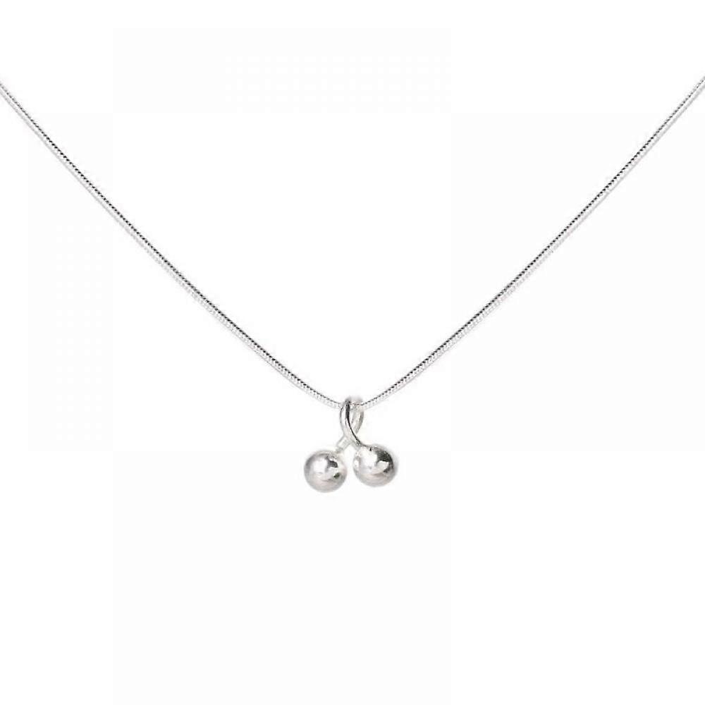 Small Cherry Necklace, S925 Sterling Silver Snake Bone Chain, Versatile Necklace, Silver