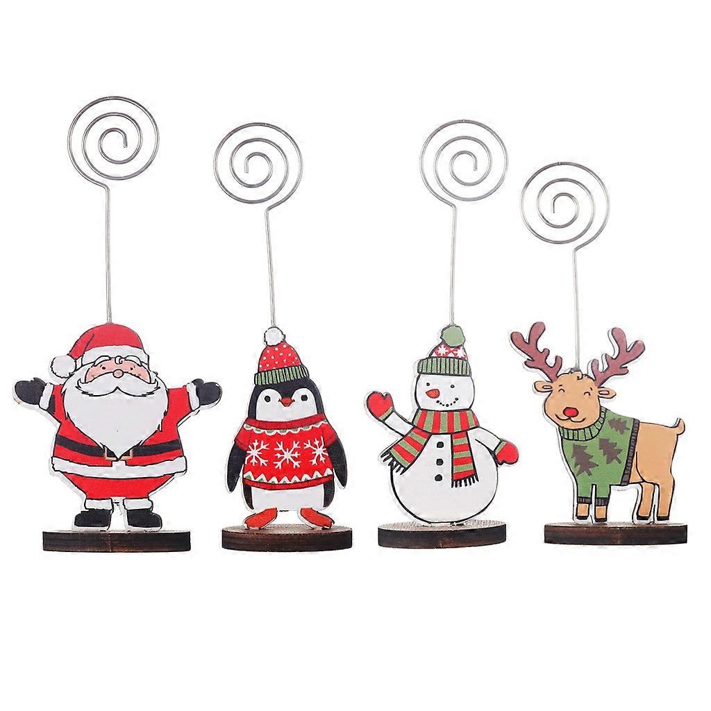 4pcs Wooden Card Holder Stand Photo Memo Note
