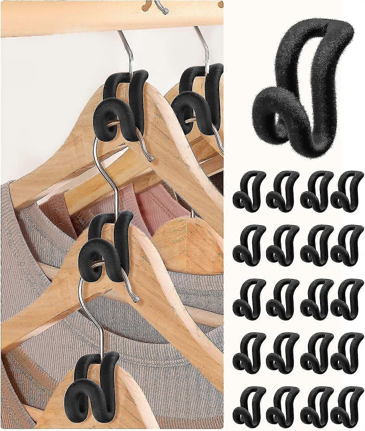 50pcs Clothes Hanger Connector Hooks, Non-slip Velvet Coating Flocking Hanger Extender Hooks, Space Saver Closet Organizer