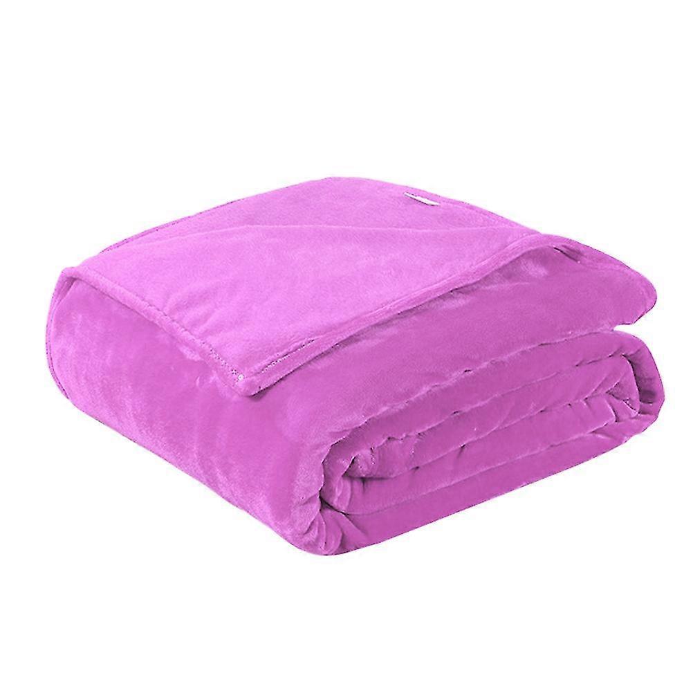 Thick Blankets Flannel Fleece Blanket Lightweight Warm Bed Blanket 65x93cm (Light Purple)