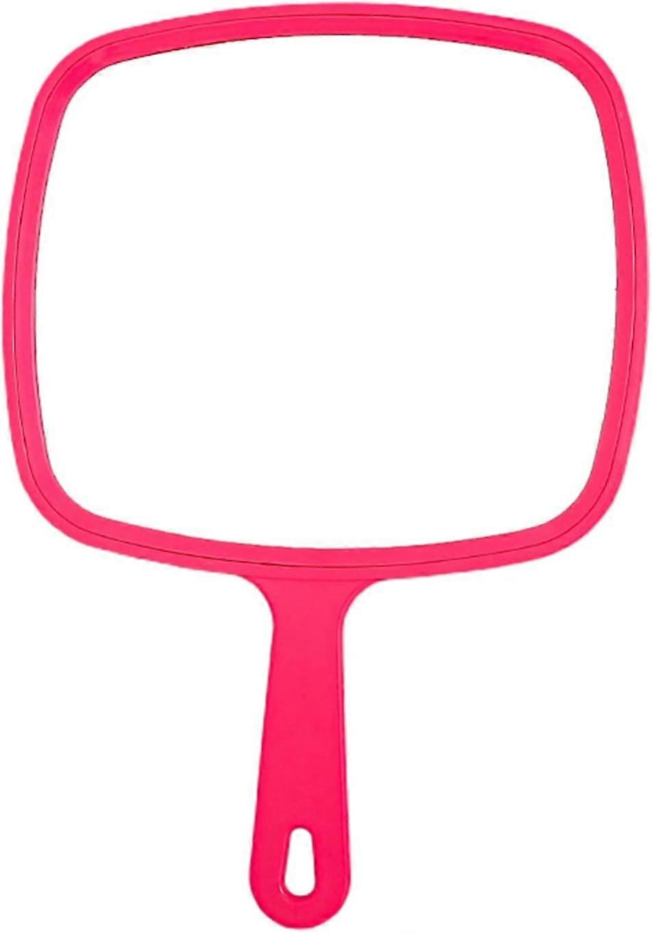 Red large handheld mirror makeup mirror with hanging holes