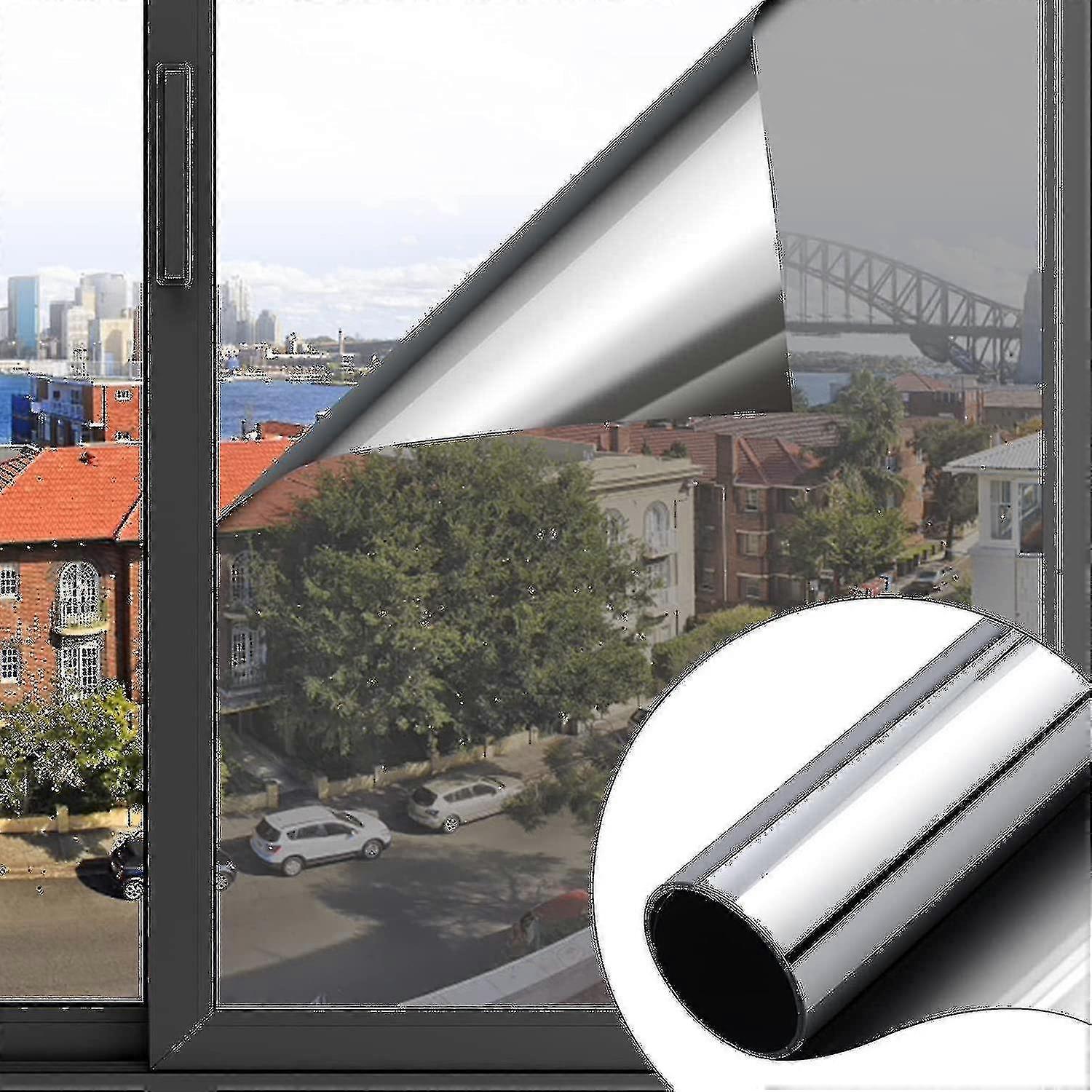 自己接着性アンチUVウィンドウフィルム60x200cm、断熱用シルバーミラーフィルム、アンチグレア、プライバシー保護、家庭、氷、Shに最適