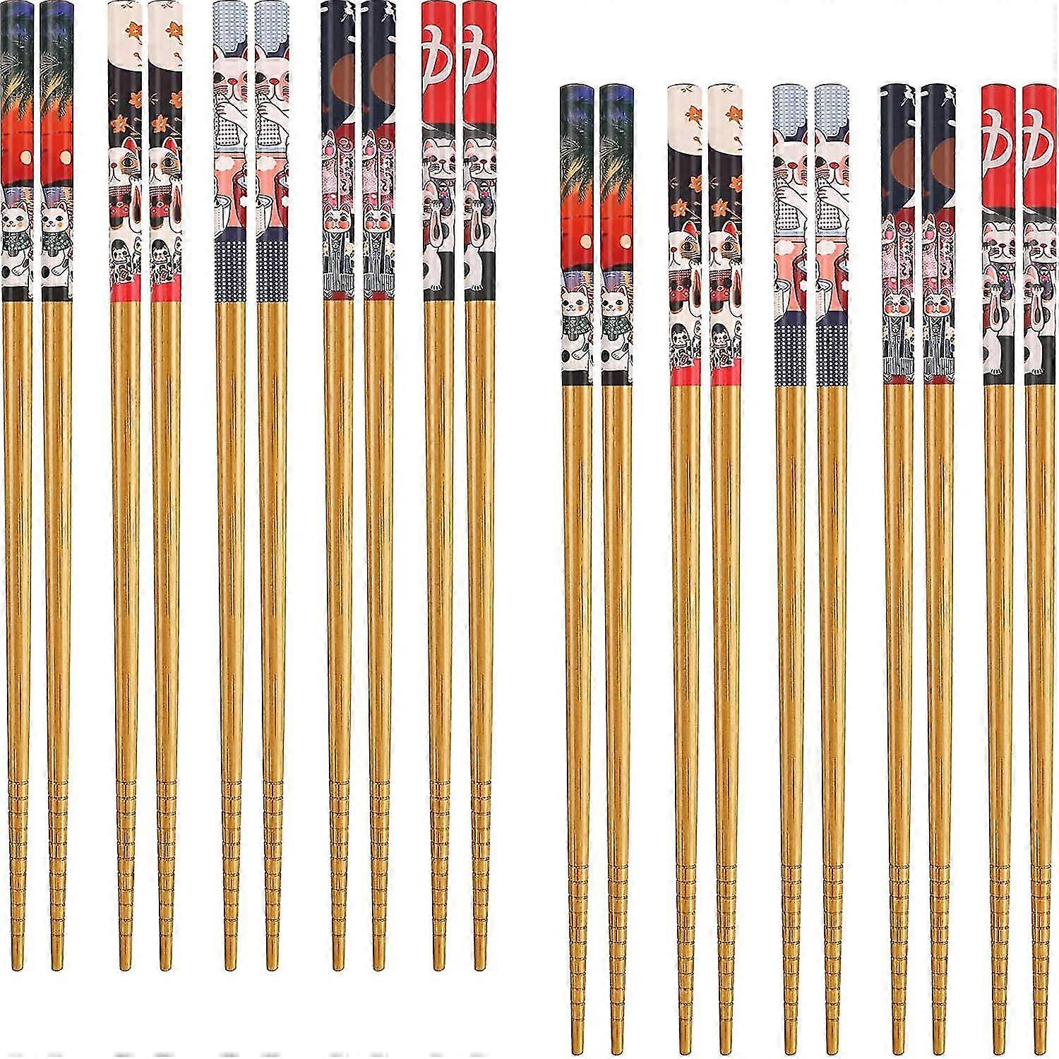 10 Pairs Of Bamboo Chopsticks Classic Chopsticks Lucky Cat Chopsticks Reusable Japanese Bamboo Chopsticks