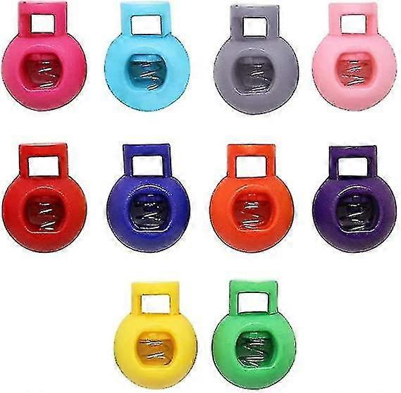 Spring Cord Locks, Cord Stopper Plastic Toggle Stoppers Round Double Hole End Spring Sliding Cord Fastener Lock For