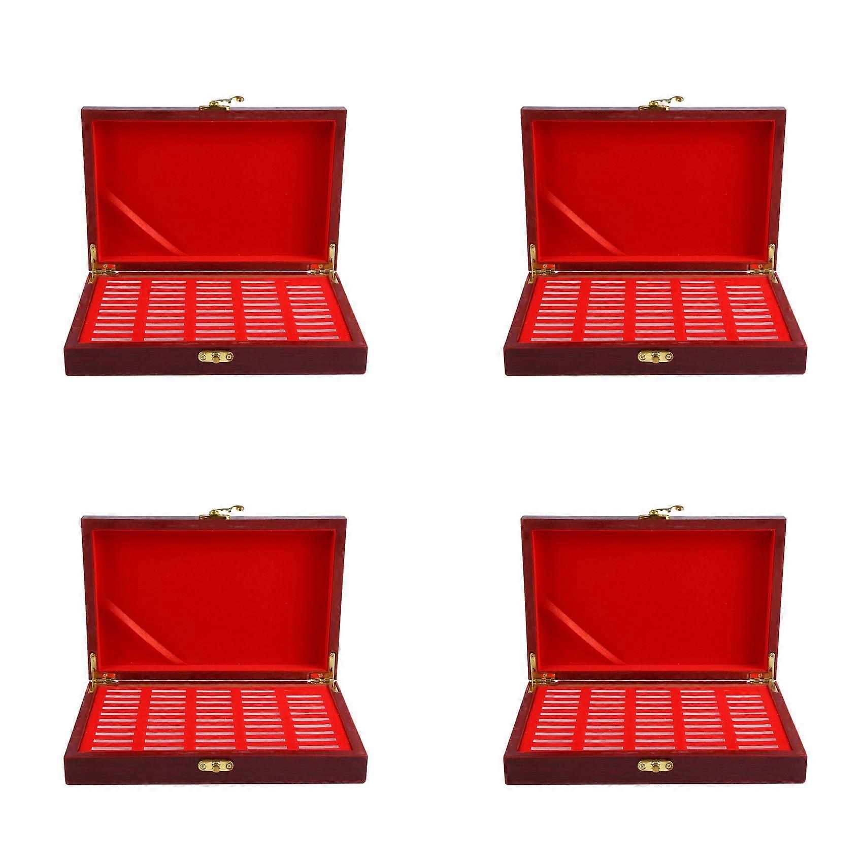200 Pcs Wood Coin Protection Display Box Storage Case Holder Round Box Commemorative Collection Box