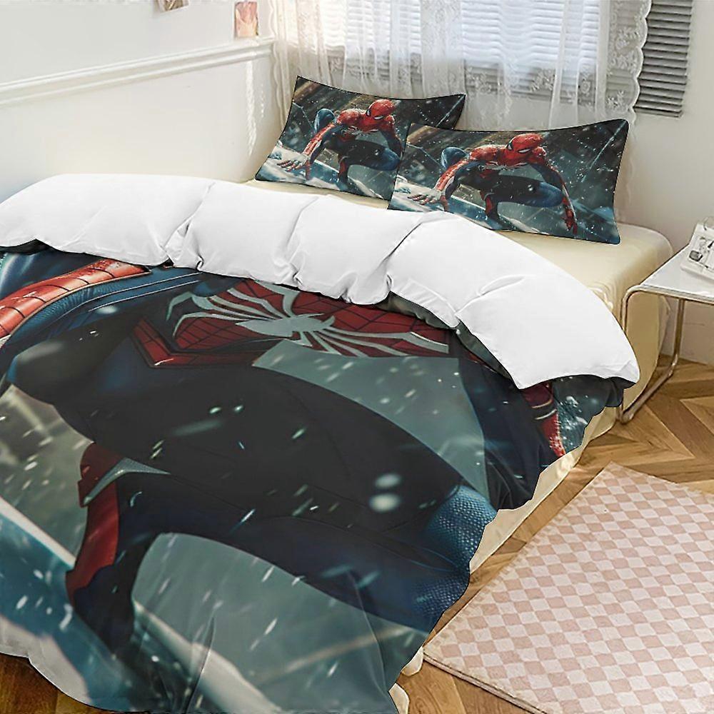 Bedding set HF135 Spider-Man Bedding Comforter Sets, 3-Piece Bedding Set Soft Warm Bed Set with 1 Duvet Cover And 2 Pillowcases for Bedroom All Season