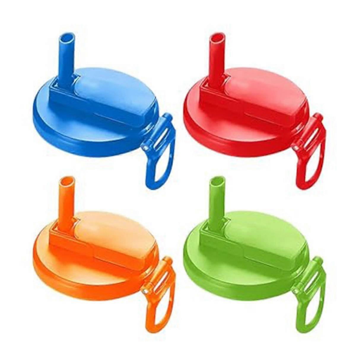 4 Color Soda Can Lids with Straw, Covers for Beer, Juice, Soda Tops Can Lid Covers with Straw 4Pcs