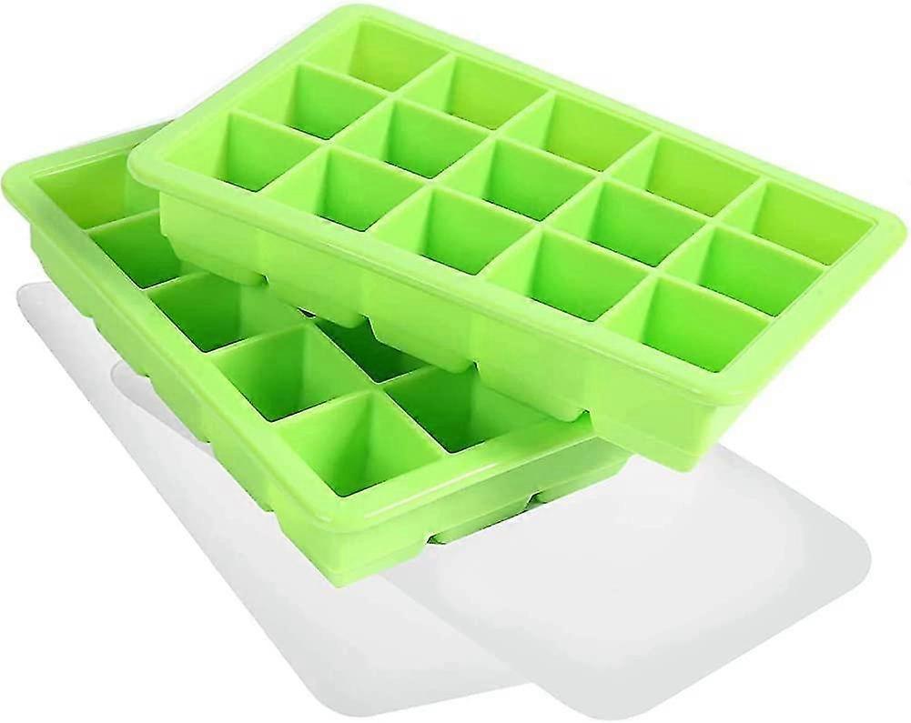 2 Pack Ice Cube Tray, Silicone Square Ice Cube Molds With  Non-spill Lids, Best Gift