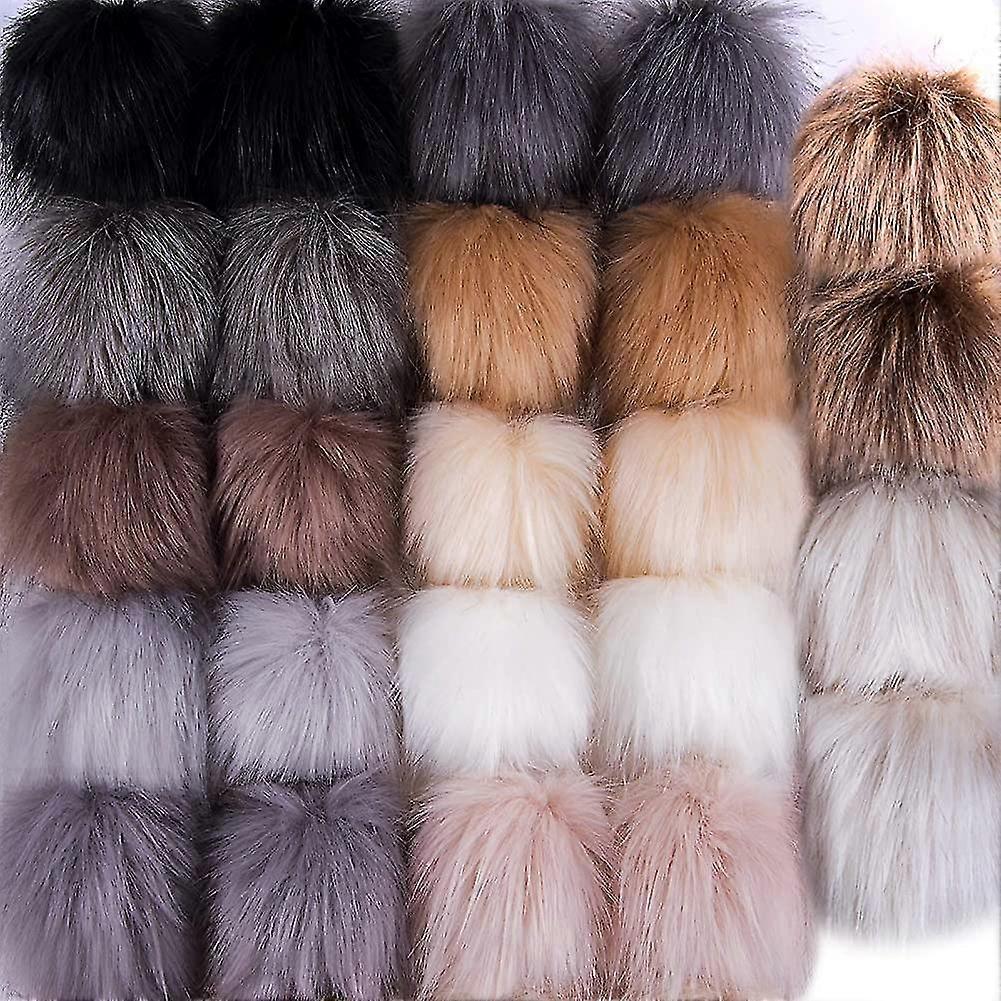 24 Pieces Faux Fur Balls Diy Faux Fox Fur Fluffy With Elastic Loop For Hats