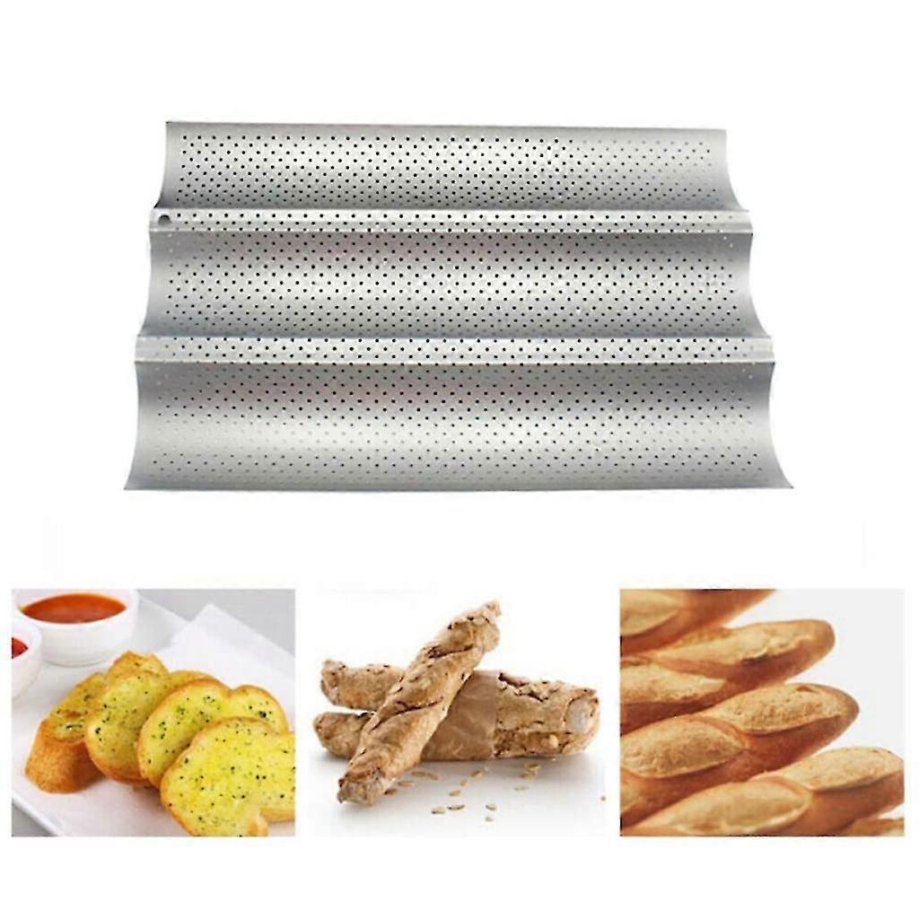 Baguette Baking Tray Baguette Pan With Non-stick Coating -3 Slots Stainless Steel
