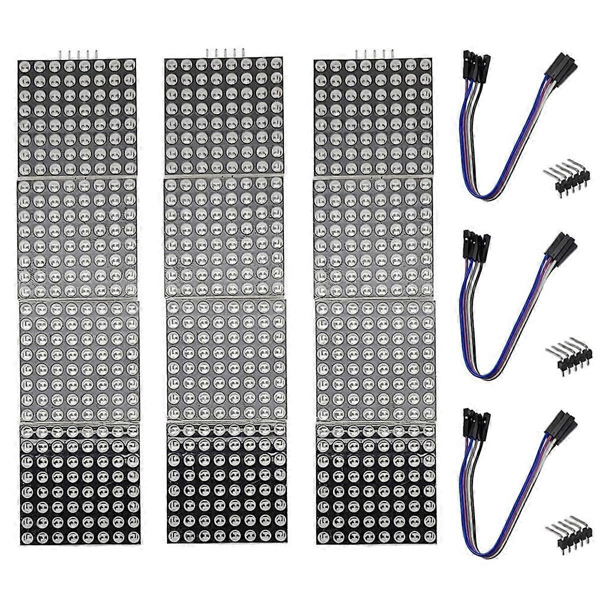 32X8 Dot Matrix LED Display Module 4 in 1 Common Cathode MCU Control with 5Pin Wire for (Multicolor)