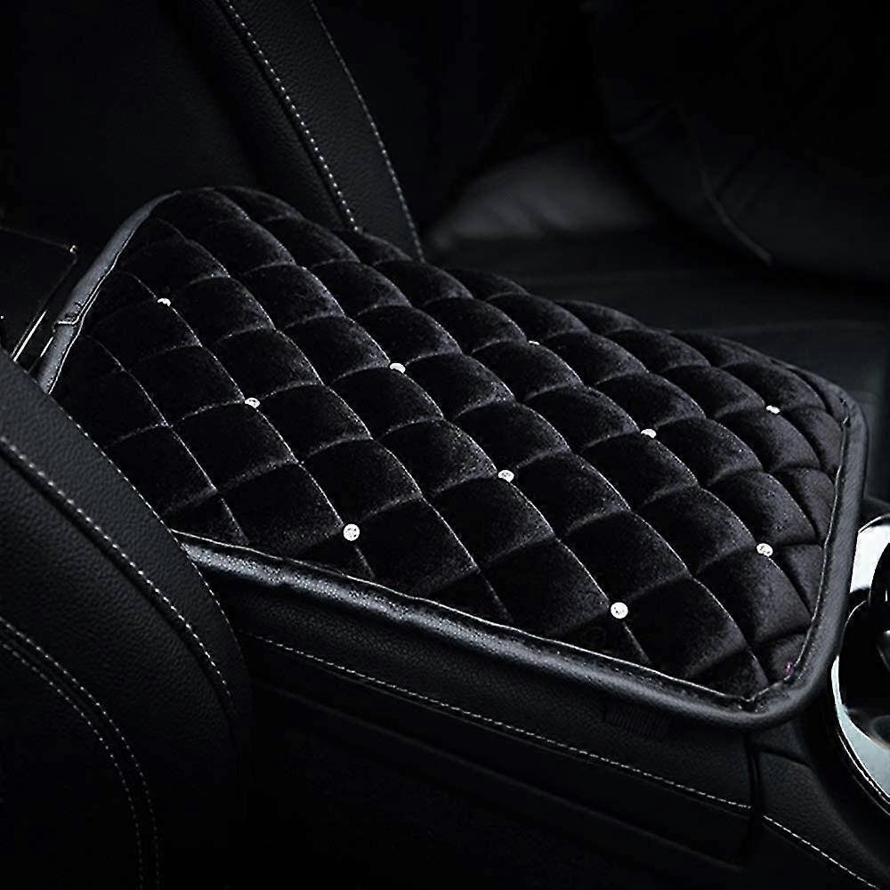 bling bling auto armrest console cushion, soft plush luster crystal arm rest padding protective case