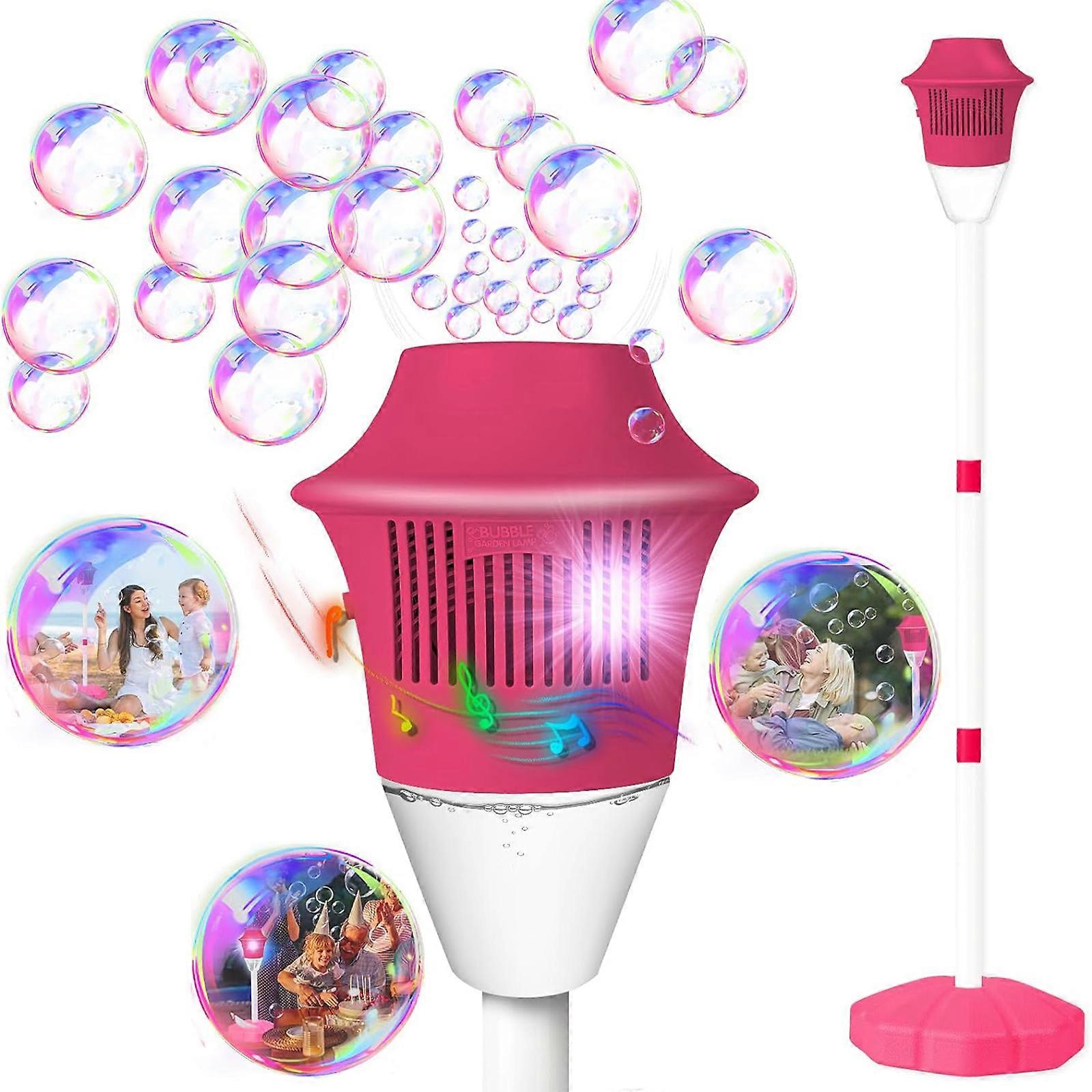 Bubble Machine with Lights for Outdoor, Balloon Column Stand Kit for Floor with Bubble Maker for Patio, Garden, Playground