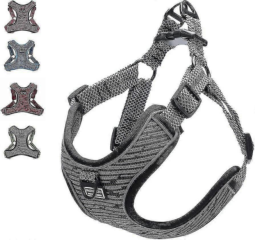 いいえプルドッグハーネス調整可能な通気性反射軽量ペットベストハーネスフロントクリップソフトメッシュパッド入りエスケーププルーフ屋外WAのための簡単なコントロール