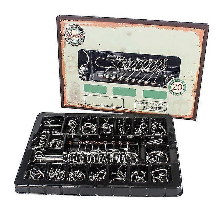20pcs Iron Link Unlocking Interlocking Puzzle Game Chinese Ring Magic Trick Toy Set