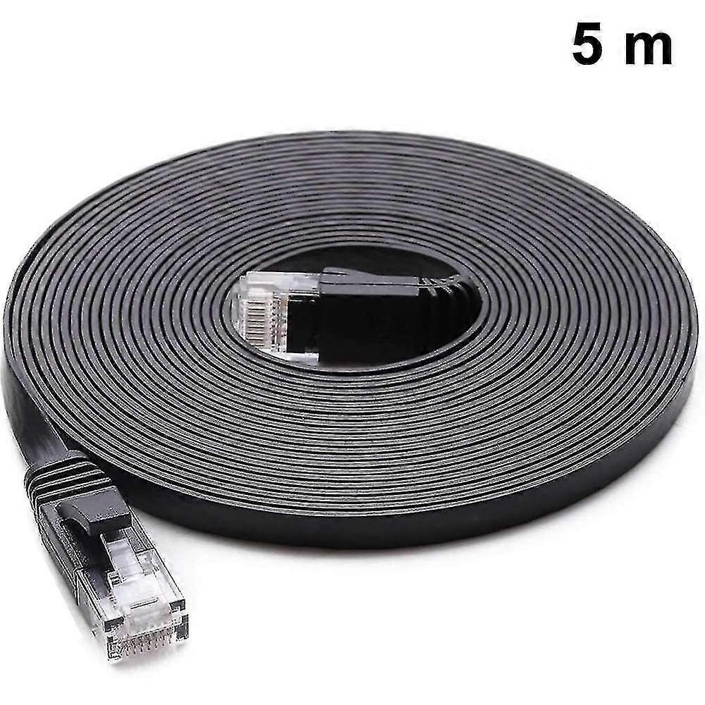 Cat6 Flat Shielded Rj45 Ethernet Patch Network Cable Plated Plug Stp Wires For High Speed Computer Router Ethernet Lan Networking(5m)