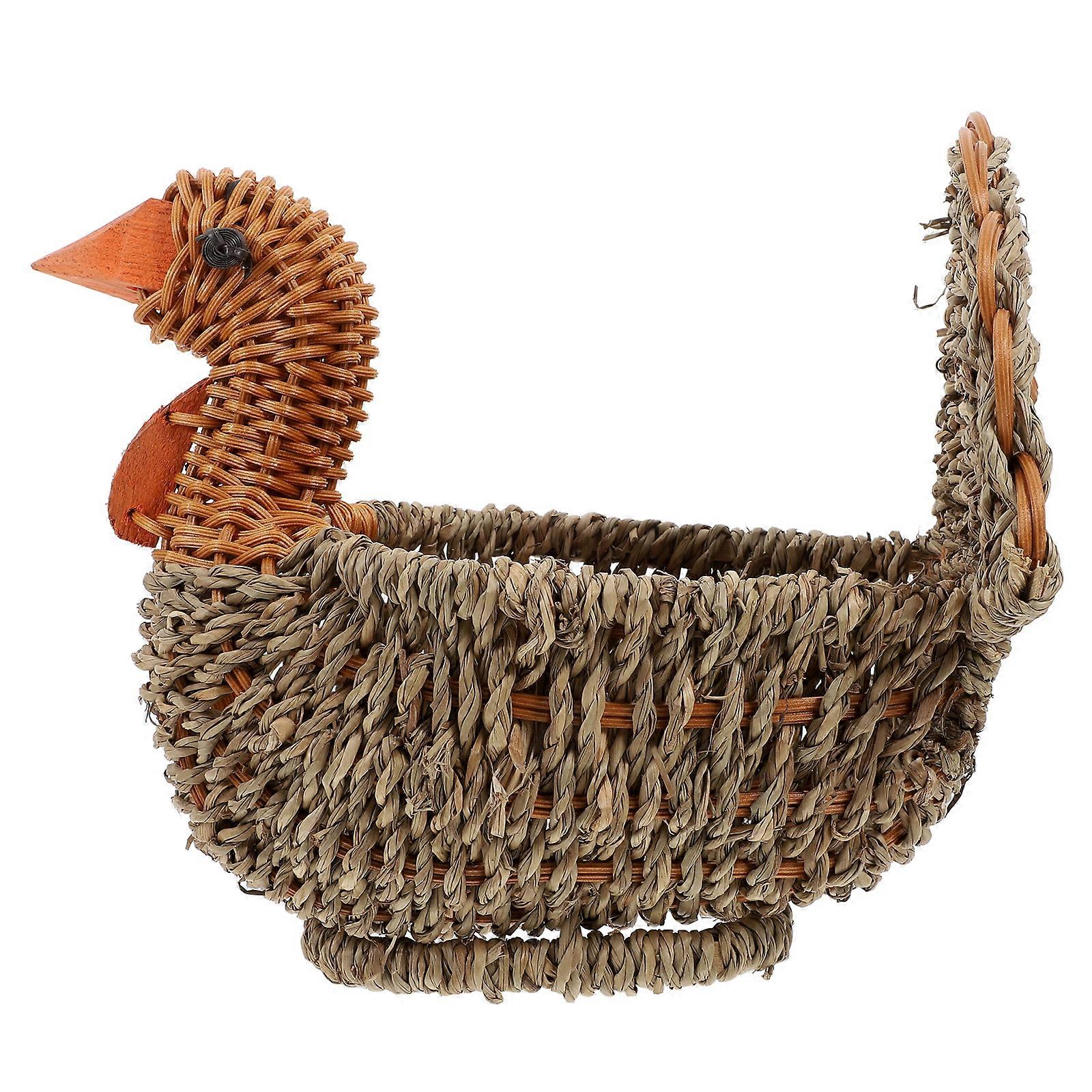 Stroh gewebter Obstkorb Truthahnform gewebter Brotkorb Obst Servierschale