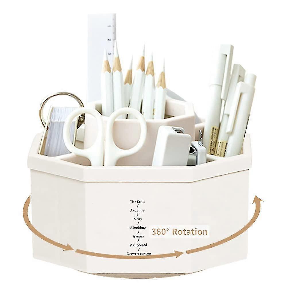 Rotating Pen Holder, Creative 360 Degree Rotating Pencil Pots, Five Grid Pen Storage With Anti-slip Mat