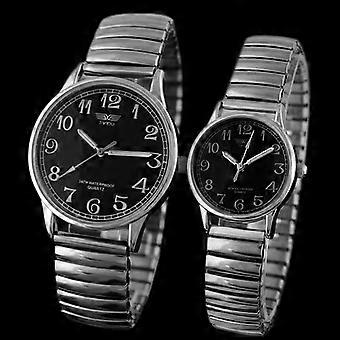 Men's Women's Couple Lover Elastic Alloy Quartz Couple Watch Analog Wrist Watch Men Arabic Numerals Clock Gift