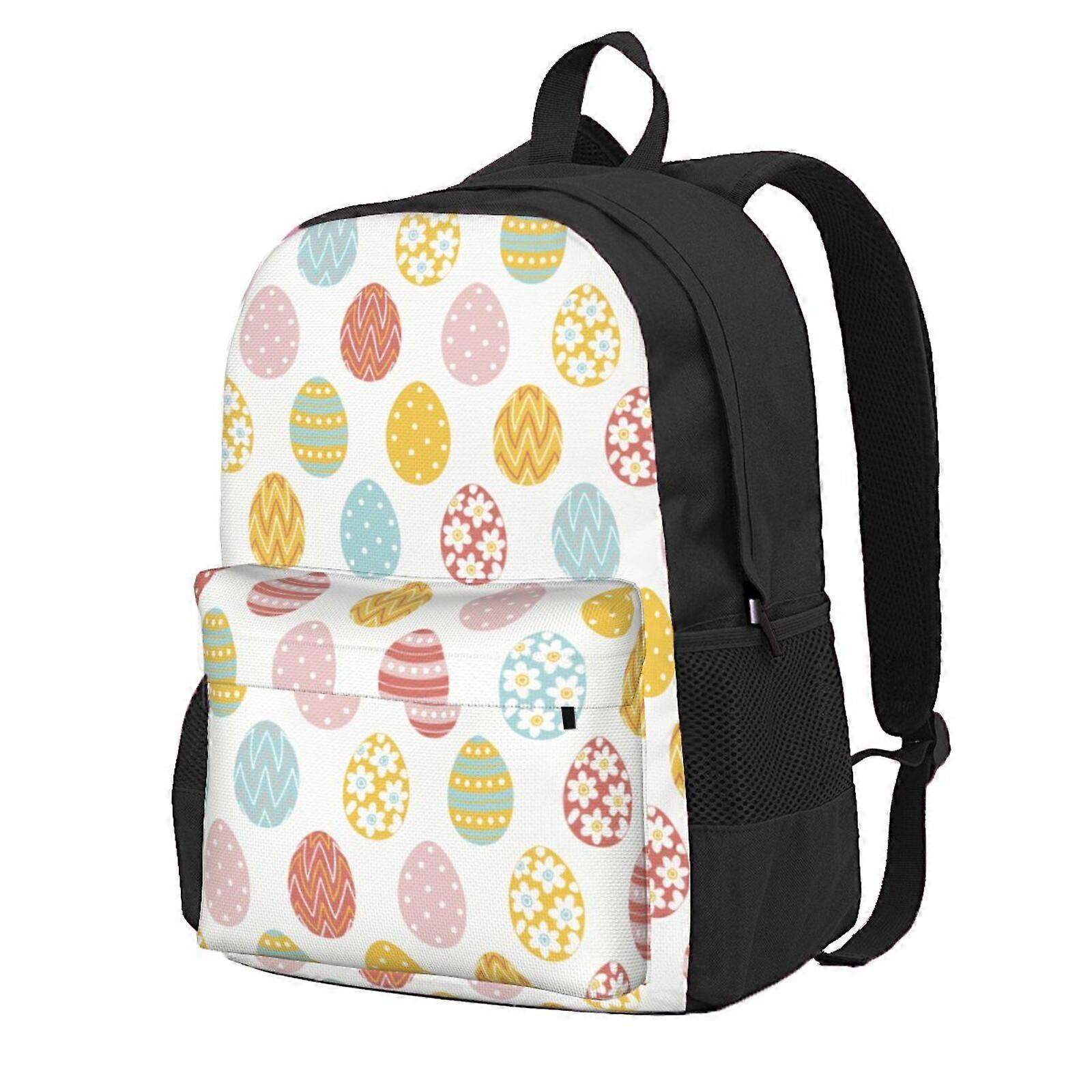 Happy Easter Colorful Easter Eggs Backpack,Large Capacity Backpack,Laptop Backpack,Water Resistant Backpack For Women Men