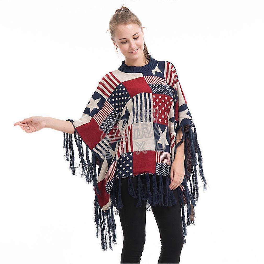 Pullover Cape Loose Warm Coat Tufted Poncho Sweater Coat for Lady