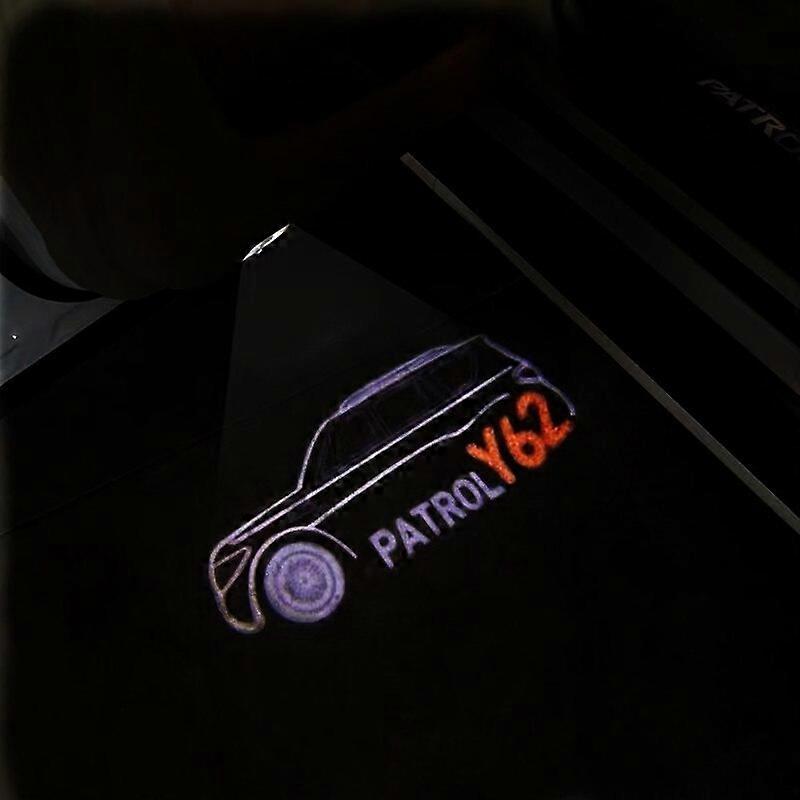 2Pcs LED Car Door Welcome Light Logo Accessories For Nissan Patrol Y62 Laser Projector Lights Emblem Shadow Courtesy Motor Vehicle Lighting