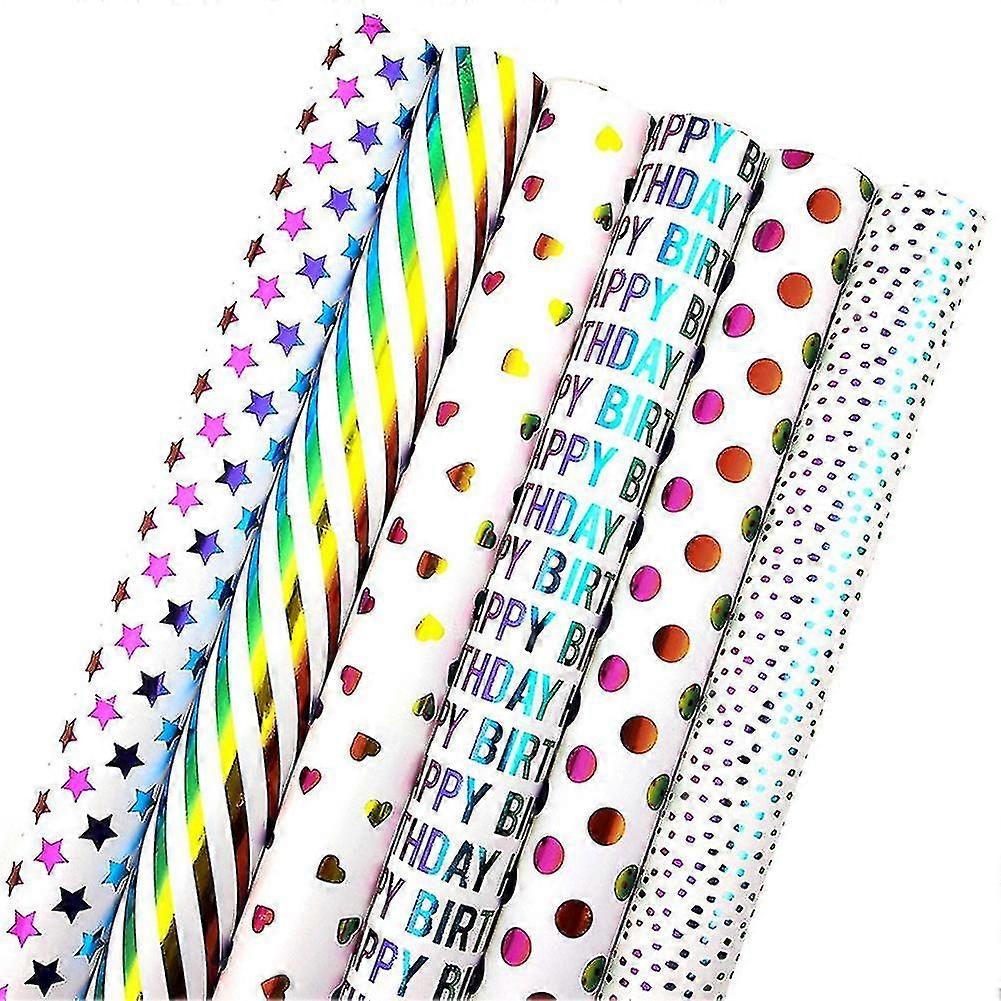 6 Pieces Of Gift Wrapping Paper, Colored Wrapping Paper