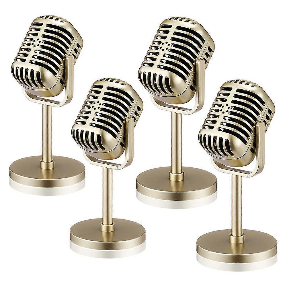 4Pcs Retro Microphone Props Model Vintage Microphone Antique Microphone Toy Microphone Stage Table