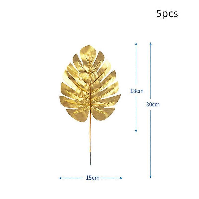 5pcs φθινόπωρο χρυσό τεχνητό τροπικό δέντρο Plam Monstera φύλλα ψεύτικα λουλούδια ευχαριστιών γάμος γενέθλια κόμμα διακόσμηση σπίτι