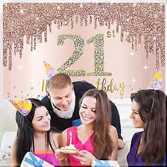2. Geburtstag Deko Für Mädchen - Rosa & Gold Stoffschild 150x90 Cm | Hintergrundbanner Für Fotoecke & Party