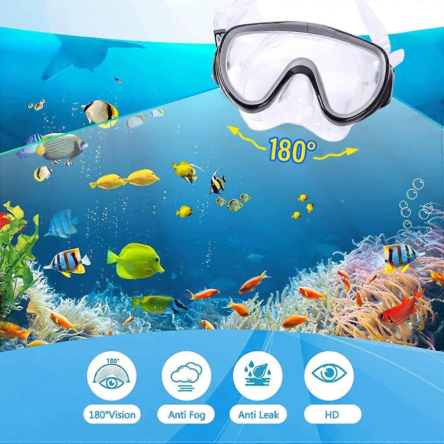 Adult Diving Mask, Diving Mask with Nose, PVC Material, Anti-Fog and Anti-Leak for, Swimming, Snorkeling, Diving, Diving Mask for Teenagers, Men and W