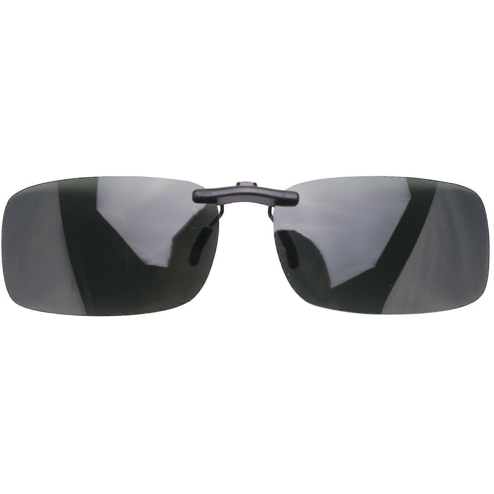 Unisex Clear Dark Green Polarized Lens Sunglasses Clip On Eyeglasses