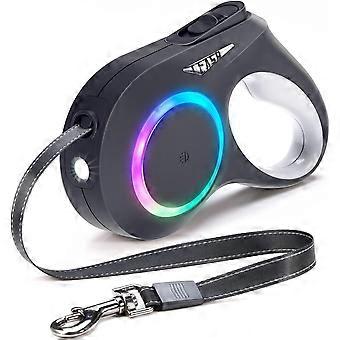 Retractable Dog Leash - 16 ft Retractable Leash with LED Light - Rechargeable, Tangle Free & Anti Slip Handle Walking Leash (Black)