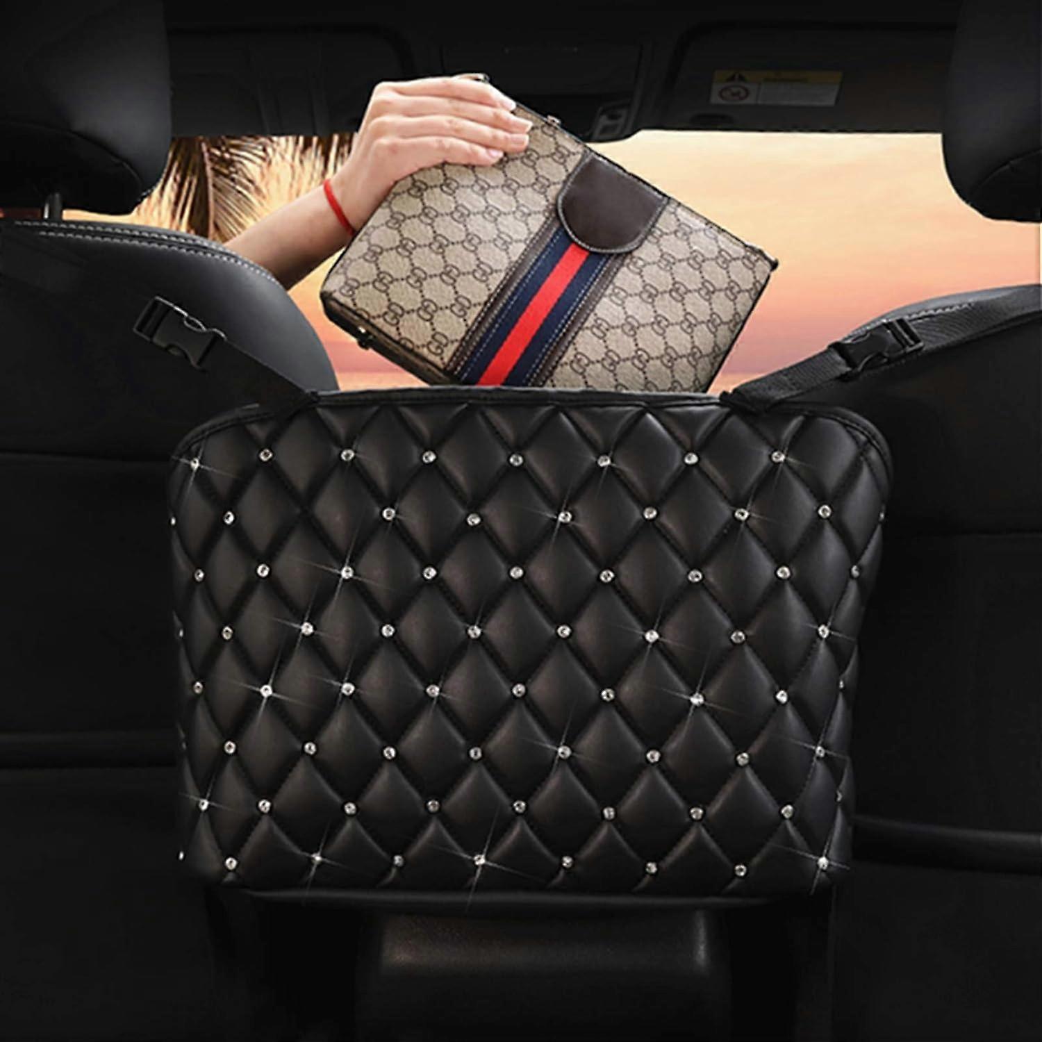 auton verkkotaskun käsilaukun pidike, nahkainen käsilaukun pidike autolle, auton käsilaukku ja kukkaron pidike