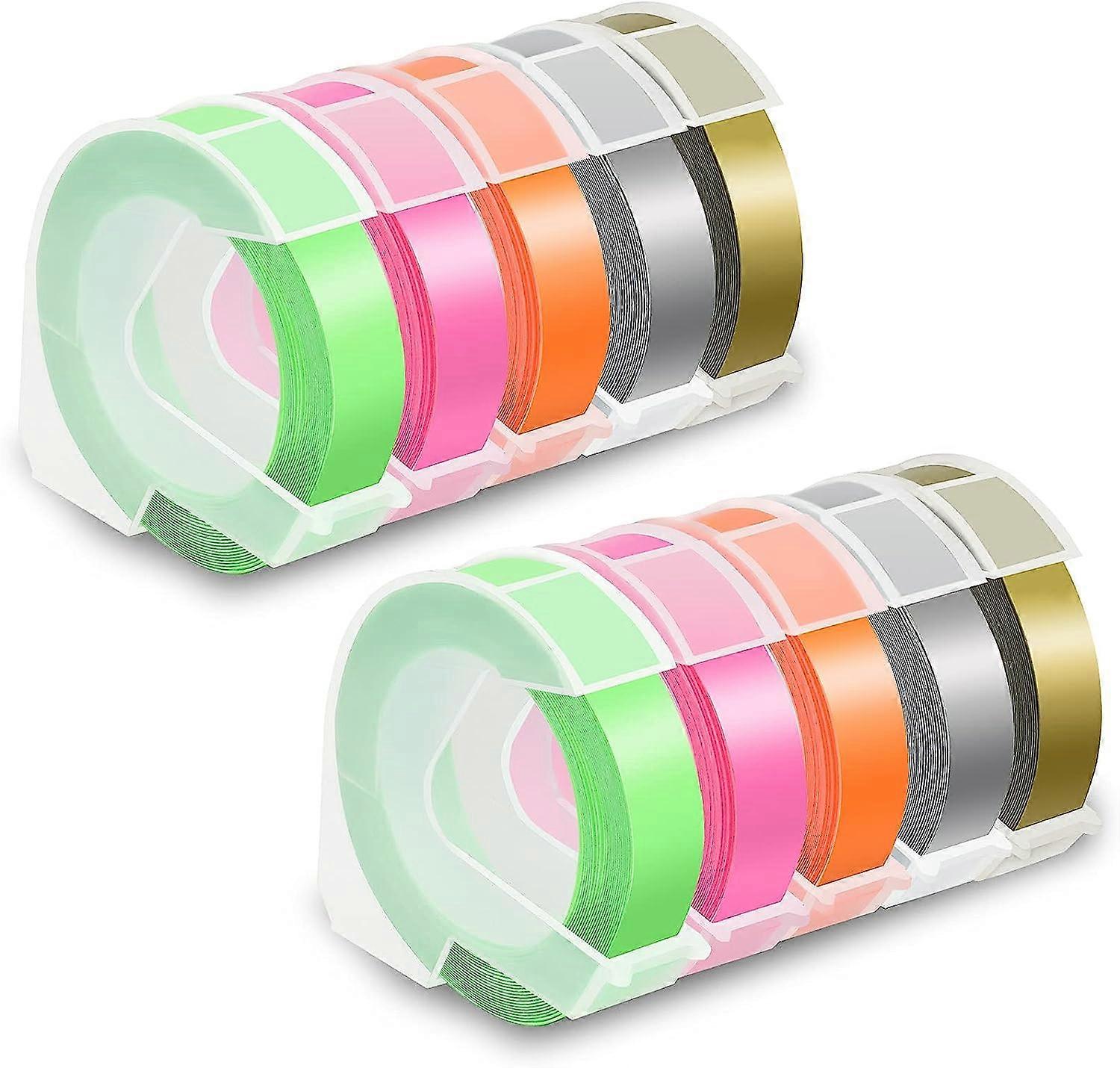 Replacement 3D Plastic 9Mm Embossing Tapes 3/8'' X 9.8' Compatible For Embossing Label Maker, 10-Pack